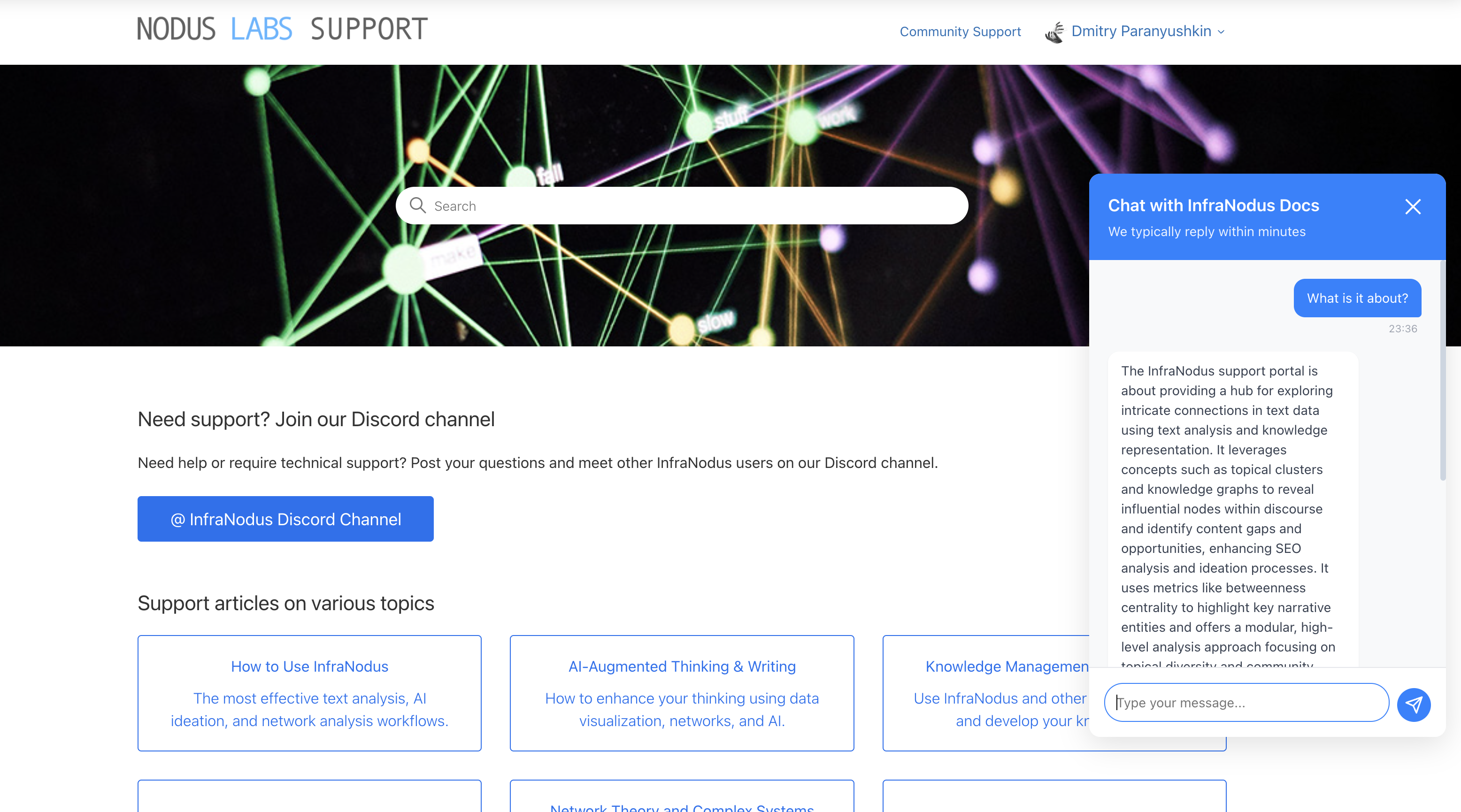 Example of the popup widget on a Zendesk portal